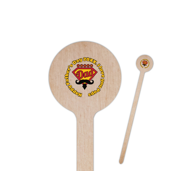 Custom Hipster Dad 6" Round Wooden Stir Sticks - Single Sided (Personalized)