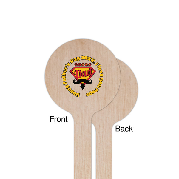 Hipster Dad Wooden 7.5" Stir Stick - Round - Single Sided - Front & Back