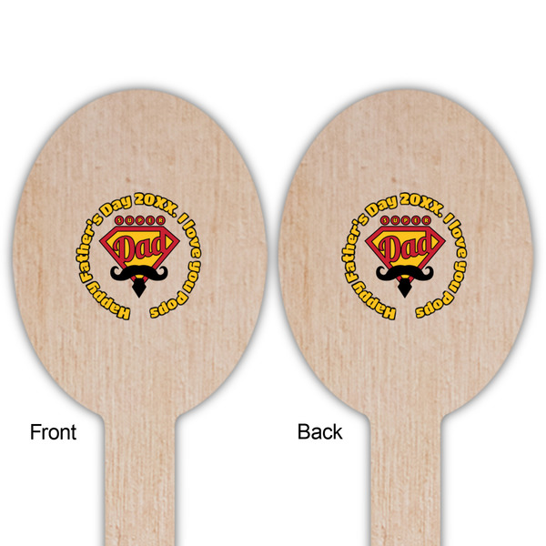 Hipster Dad Wooden Food Pick - Oval - Double Sided - Front & Back