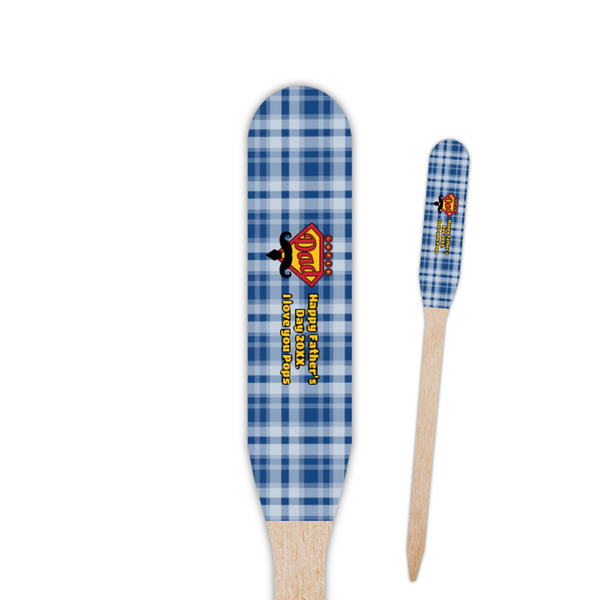 Custom Hipster Dad Paddle Wooden Food Picks - Single Sided (Personalized)