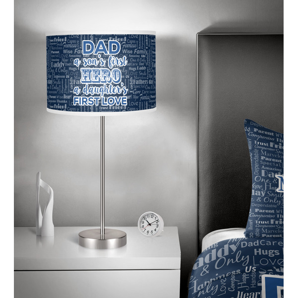 My Father My Hero 13 inch drum lamp shade - in room