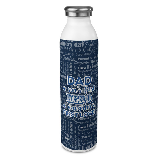 Custom My Father My Hero 20oz Stainless Steel Water Bottle - Full Print