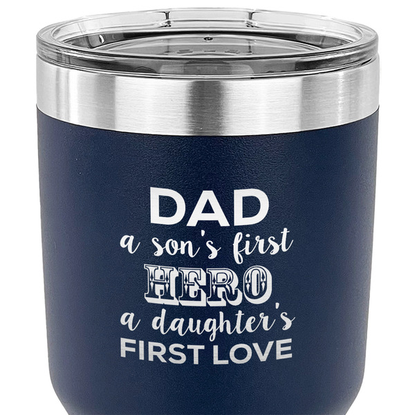 My Father My Hero 30 oz Stainless Steel Ringneck Tumbler - Navy - CLOSE UP