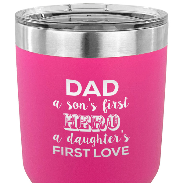 My Father My Hero 30 oz Stainless Steel Ringneck Tumbler - Pink - CLOSE UP