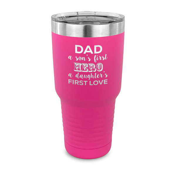 Custom My Father My Hero 30 oz Stainless Steel Tumbler - Pink - Single Sided
