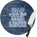 My Father My Hero Round Glass Cutting Board - Small