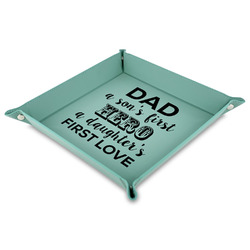 My Father My Hero 9" x 9" Teal Faux Leather Valet Tray