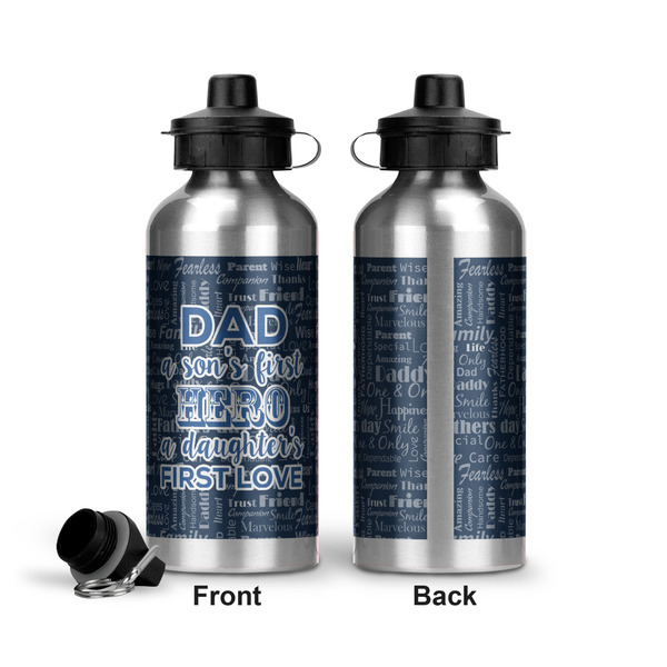 My Father My Hero Aluminum Water Bottle - Front and Back