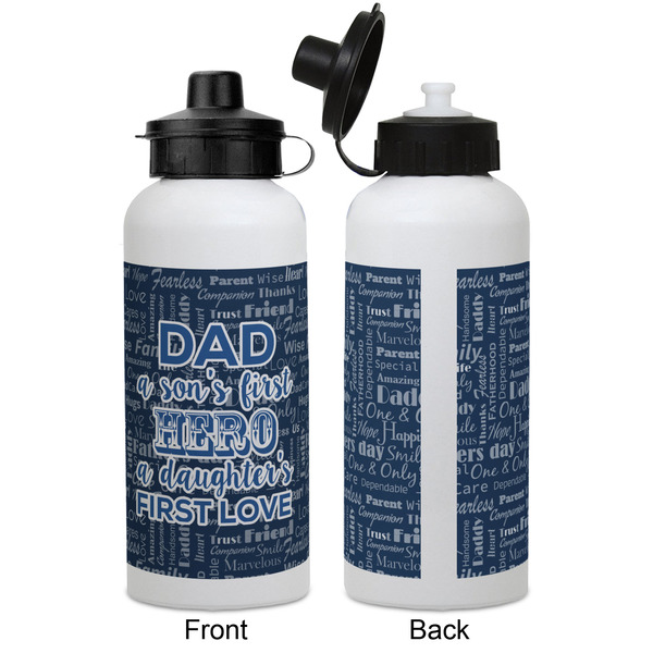 My Father My Hero Aluminum Water Bottle - White APPROVAL