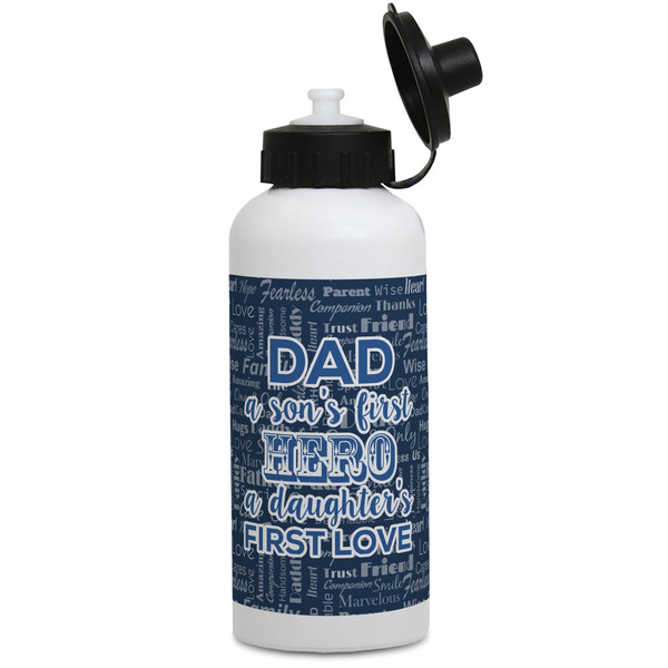Custom My Father My Hero Water Bottles - Aluminum - 20 oz - White