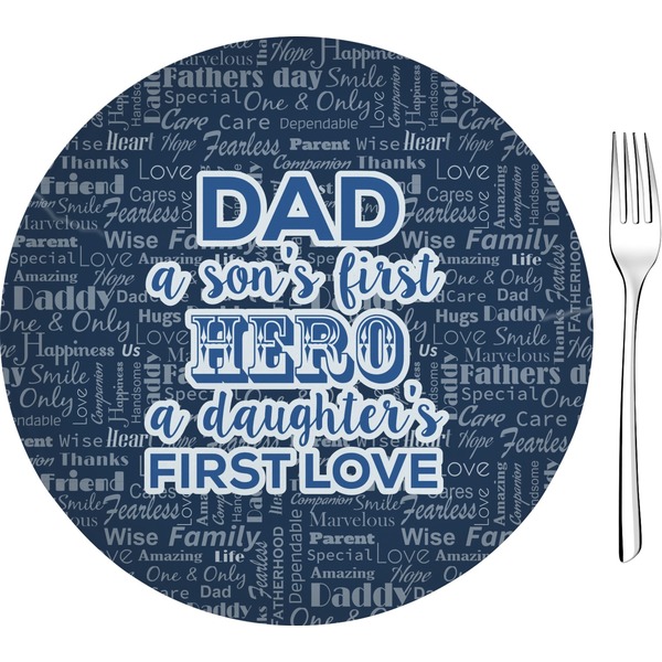 Custom My Father My Hero Glass Appetizer / Dessert Plate 8"