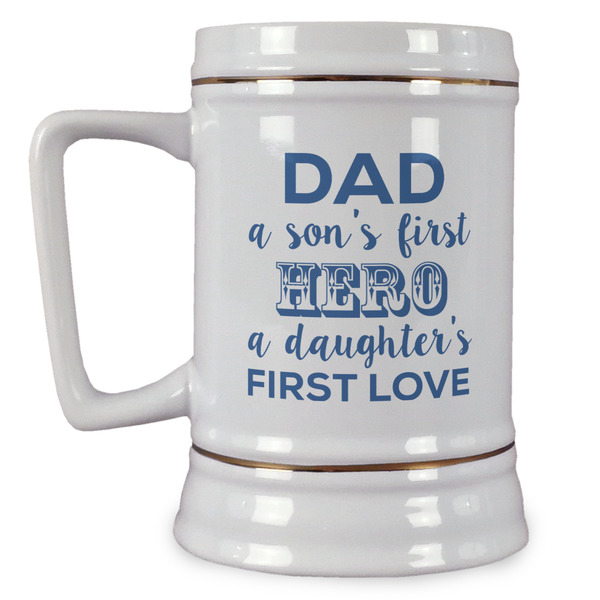 Custom My Father My Hero Beer Stein (Personalized)