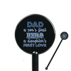 My Father My Hero 5.5" Round Plastic Stir Sticks - Black - Single Sided