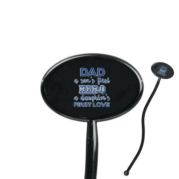 Custom My Father My Hero 7" Oval Plastic Stir Sticks - Black - Single Sided