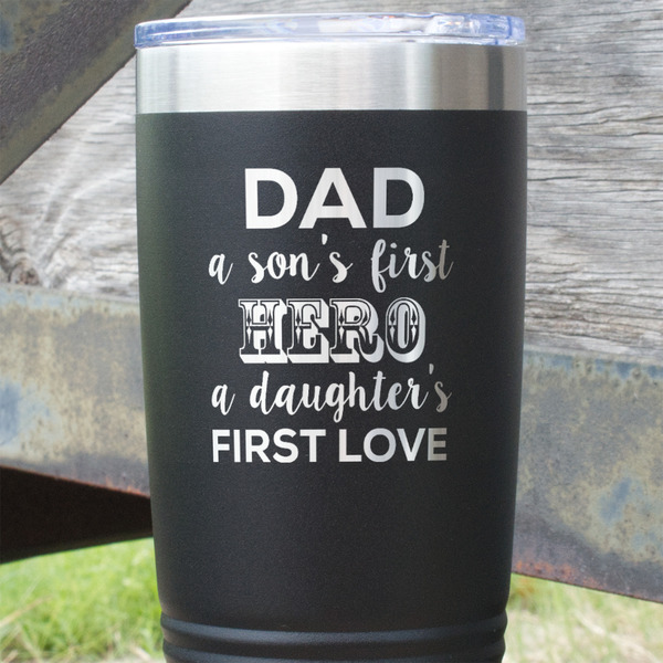 My Father My Hero Black Polar Camel Tumbler - 20oz - Close Up