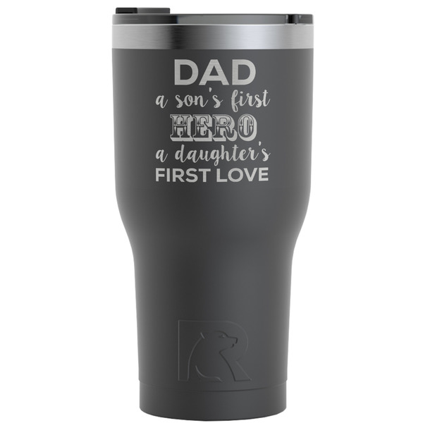 Custom My Father My Hero RTIC Tumbler - Black - Engraved Front