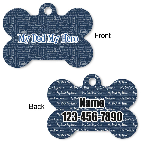 My Father My Hero Bone Shaped Dog ID Tag - Large - Approval