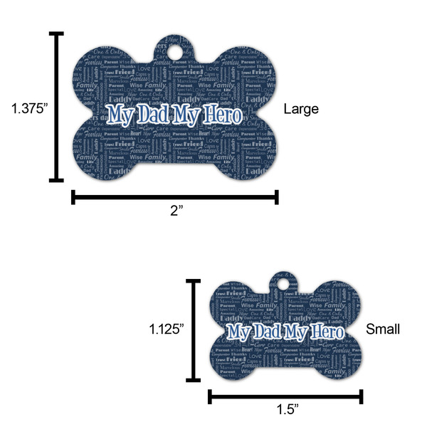 My Father My Hero Bone Shaped Dog ID Tag - Large - Scale