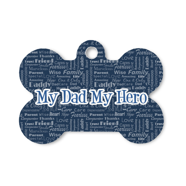 Custom My Father My Hero Bone Shaped Dog ID Tag - Small