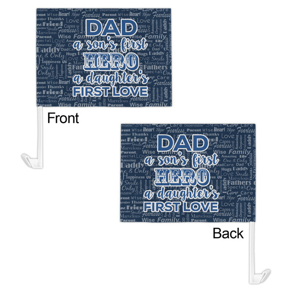 My Father My Hero Car Flag - 11" x 8" - Front & Back View