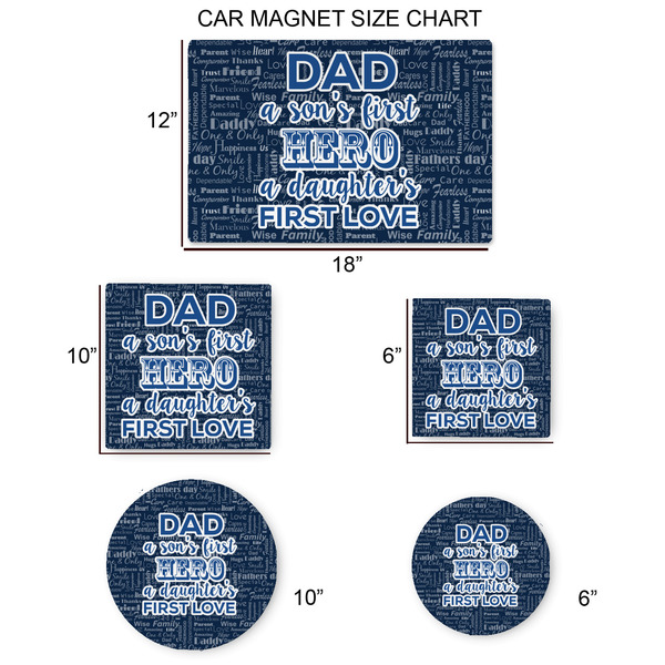 My Father My Hero Car Magnets - SIZE CHART