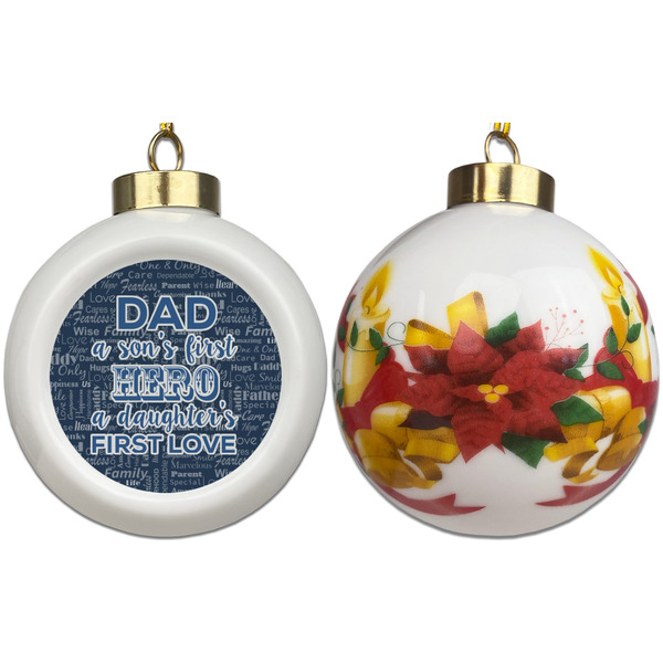 My Father My Hero Ceramic Christmas Ornament - Poinsettias (APPROVAL)