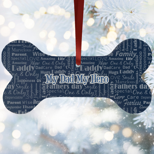 Custom My Father My Hero Ceramic Dog Ornament
