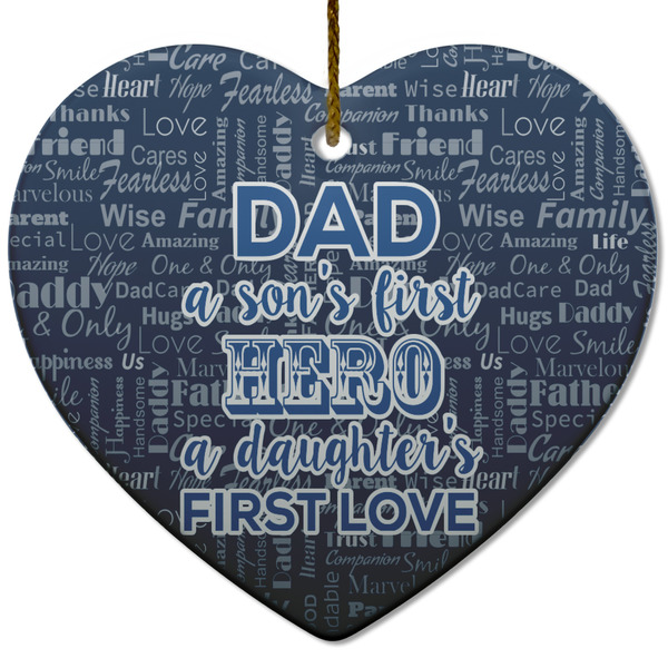 My Father My Hero Ceramic Flat Ornament - Heart (Front)