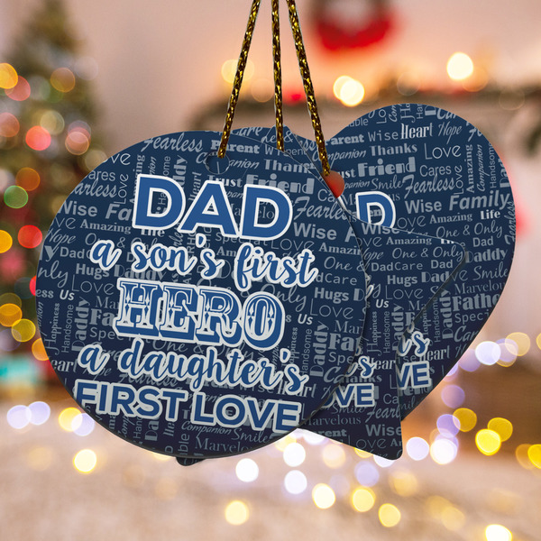 Custom My Father My Hero Ceramic Ornament