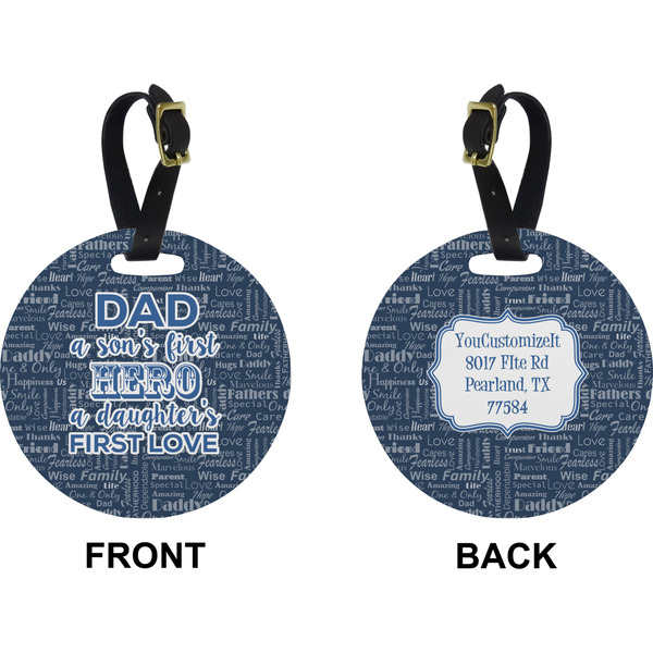 My Father My Hero Circle Luggage Tag (Front + Back)