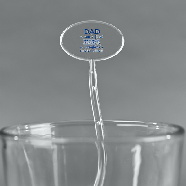 My Father My Hero Clear Plastic 7" Stir Stick - Oval - Main