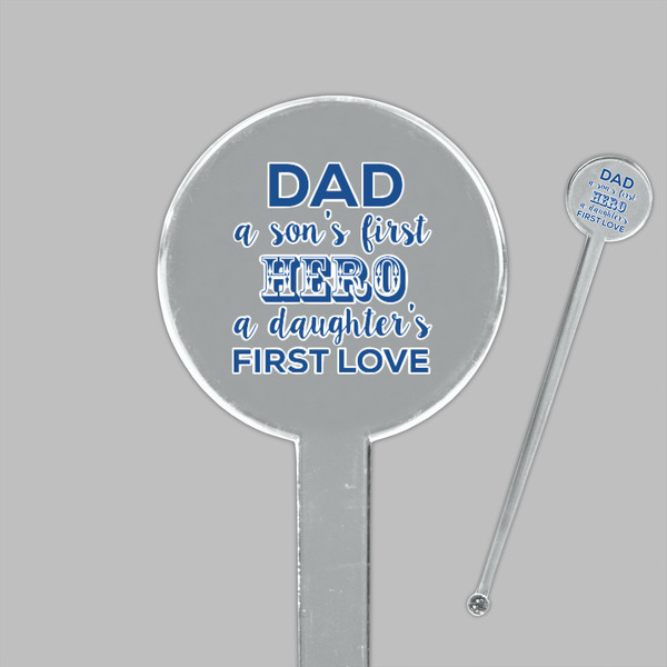 My Father My Hero Clear Plastic 7" Stir Stick - Round - Closeup