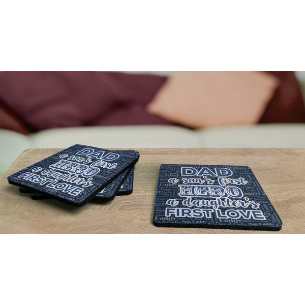 My Father My Hero Coaster Rubber Back - On Coffee Table