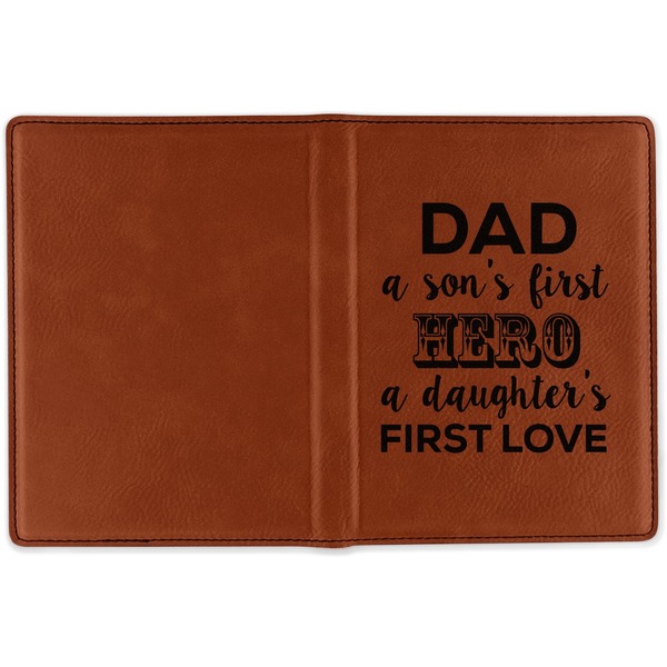 My Father My Hero Cognac Leather Passport Holder Outside Single Sided - Apvl
