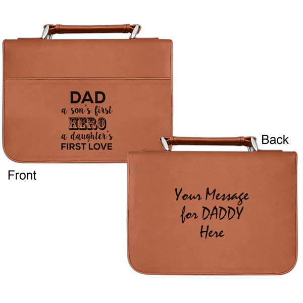 My Father My Hero Cognac Leatherette Bible Covers - Small Double Sided Apvl