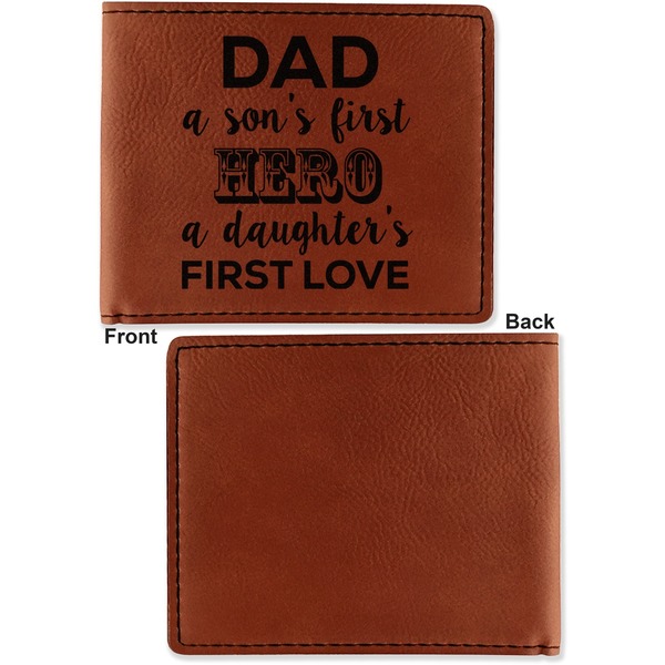 My Father My Hero Cognac Leatherette Bifold Wallets - Front and Back Single Sided - Apvl