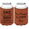 My Father My Hero Cognac Leatherette Can Sleeve - Double Sided Front and Back