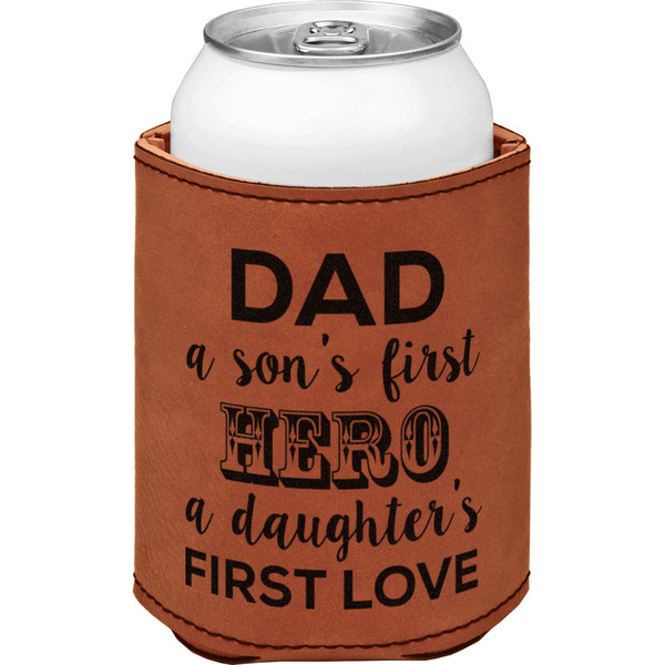 Custom My Father My Hero Leatherette Can Sleeve - Double Sided (Personalized)