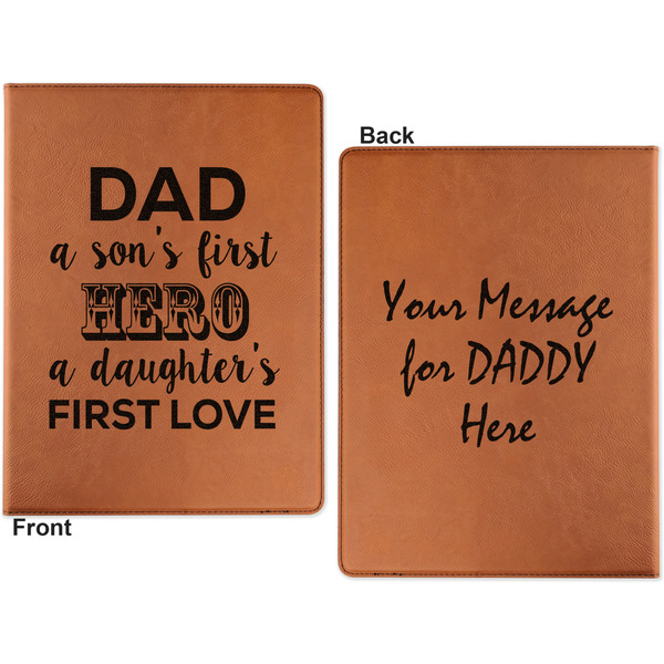 My Father My Hero Cognac Leatherette Portfolios with Notepad - Large - Double Sided - Apvl