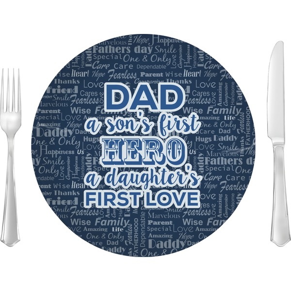 Custom My Father My Hero 10" Glass Lunch / Dinner Plates - Single or Set