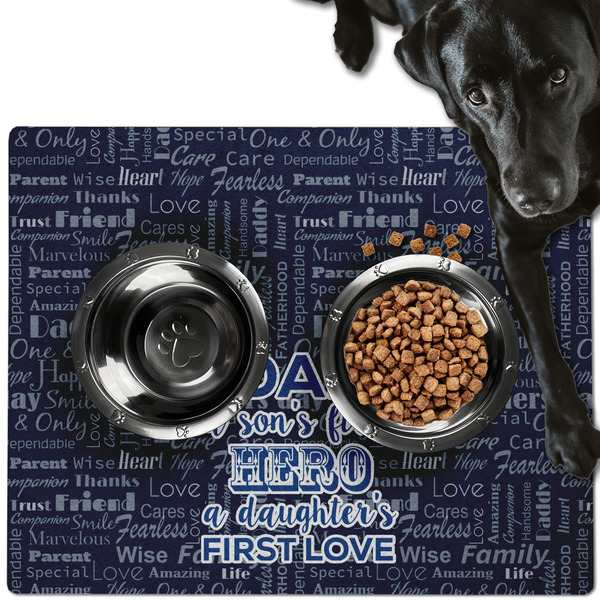 Custom My Father My Hero Dog Food Mat - Large