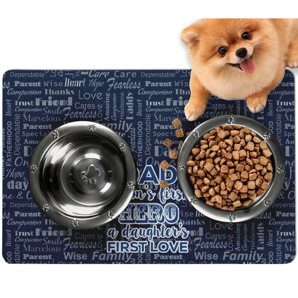 Custom My Father My Hero Dog Food Mat - Small