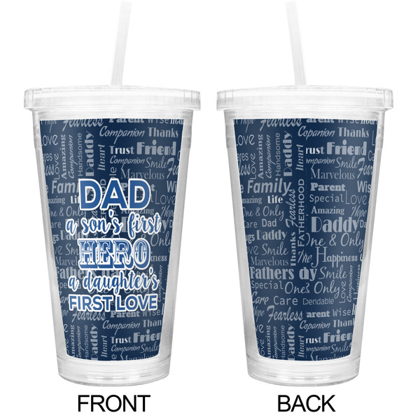 My Father My Hero Double Wall Tumbler with Straw - Approval
