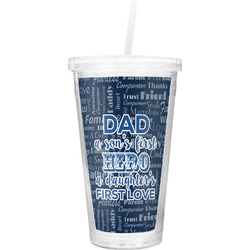 My Father My Hero Double Wall Tumbler with Straw (Personalized)