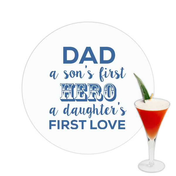 Custom My Father My Hero Printed Drink Topper -  2.5"