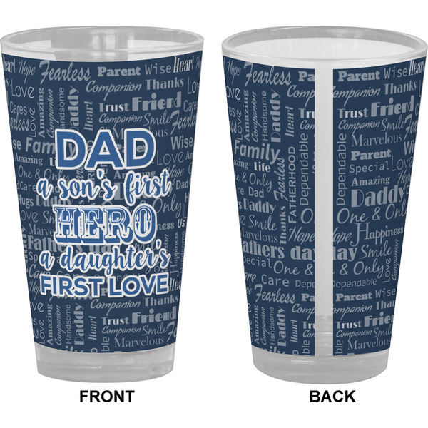 My Father My Hero Pint Glass - Full Color - Front & Back Views