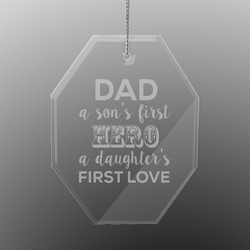 My Father My Hero Engraved Glass Ornament - Octagon