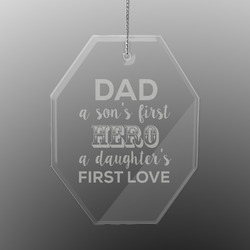My Father My Hero Engraved Glass Ornament - Octagon