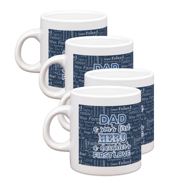 Custom My Father My Hero Single Shot Espresso Cups - Set of 4