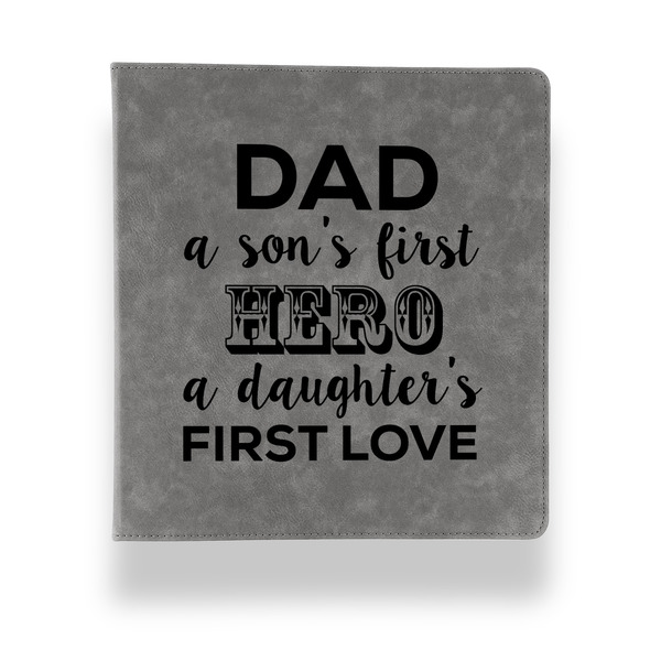 My Father My Hero Leather Binder - 1" - Grey - Front View